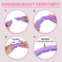 WELLRELAXX Smart Hula Hoop Csendes Súlygolyóval és Számláló Funkcióval - Lila Fogyókúrás Karika Derékszorítóval 70-110 cm 5