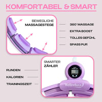 WELLRELAXX Smart Hula Hoop Csendes Súlygolyóval és Számláló Funkcióval - Lila Fogyókúrás Karika Derékszorítóval 70-110 cm 4