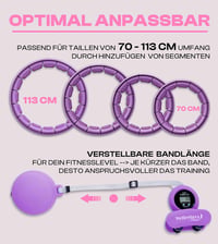 WELLRELAXX Smart Hula Hoop Csendes Súlygolyóval és Számláló Funkcióval - Lila Fogyókúrás Karika Derékszorítóval 70-110 cm 7