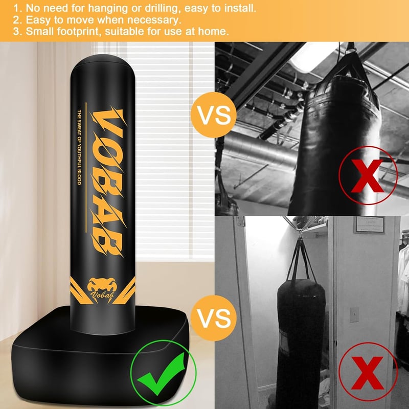 WELLTE 175cm Álló Boxzsák MMA Muay Thai Edzéshez Felfújható Kickboxing Állvány