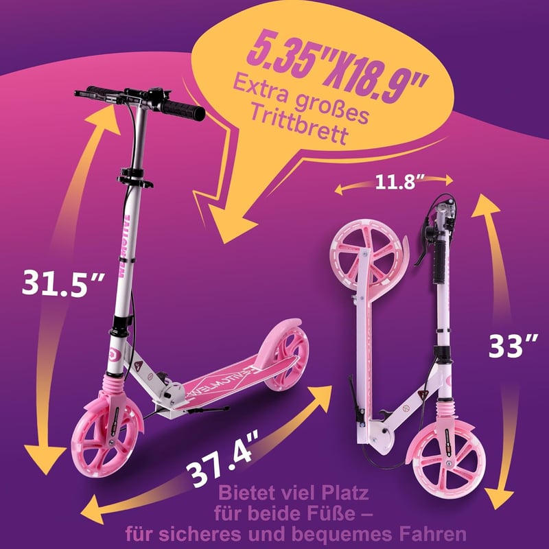 Welmotive Alumínium összecsukható, magasságállítható városi roller állvánnyal 100 kg-ig gyerekeknek és