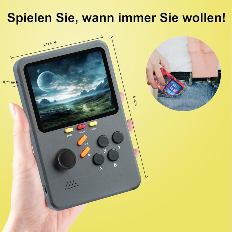 WeLohas Q2 Pro Retro Kézi Játékkonzol, 10000+ Előtelepített Játék, 64GB Memória, 3.0" HD Kijelző, 10 Klasszikus Emulátor, Hordozható Játékgé