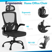 Ergonomická kancelárska stolička WELTOKE so sieťovaným operadlom, nastaviteľnou opierkou hlavy, vyklápacími podrúčkami a bedrovou opierkou, čierna 4