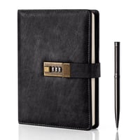 Jurnal cu Lacăt WEMATE A5, Jurnal din Piele PU cu Închidere, Agendă de 240 de Pagini, Organizator pentru Bărbați și Femei, 21,8x14,7 cm 1