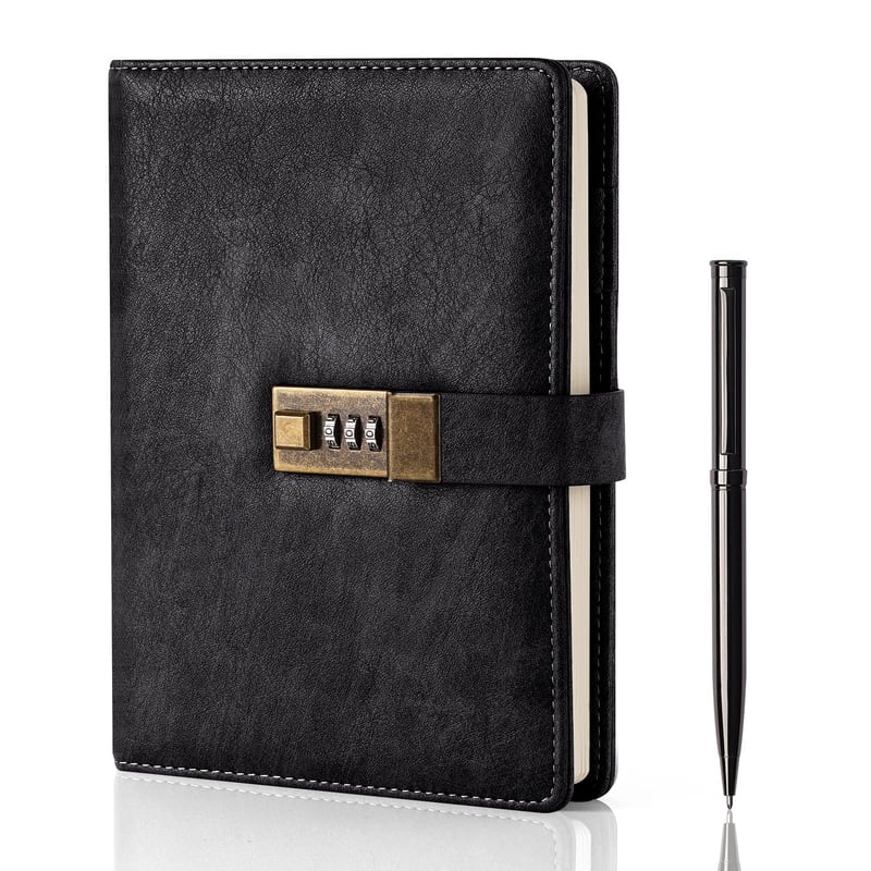 Jurnal cu Lacăt WEMATE A5, Jurnal din Piele PU cu Închidere, Agendă de 240 de Pagini, Organizator pentru Bărbați și Femei, 21,8x14,7 cm