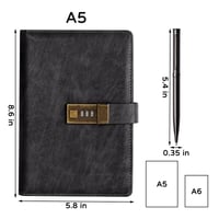 Jurnal cu Lacăt WEMATE A5, Jurnal din Piele PU cu Închidere, Agendă de 240 de Pagini, Organizator pentru Bărbați și Femei, 21,8x14,7 cm 4