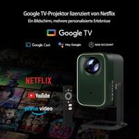 WEMAX VP02 Hordozható Mini Projektor Netflix Tanúsítvánnyal, Google TV, 1080P Natív Felbontás, 4K Támogatás, 320 ISO Lumen, HDR10, Dolby Aud 2