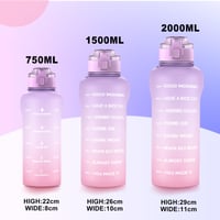 Športová fľaša WEMEET 2 l so sitkom, BPA-free tritanová fľaša na vodu s časovou značkou, nepriepustná, 2000 ml, fialovo-ružová, na kempovanie, tréning 6