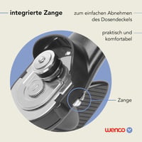Deschizător de conserve manual wenco cu clește integrat, pentru dreptaci și stângaci, ideal pentru vârstnici - 17 cm - Plastic/Oțel inoxidabil - Negru 4