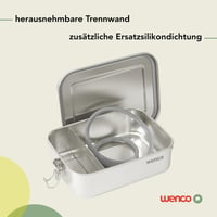 Nerezový obedár wenco s 2 priehradkami, 650 ml, 15x11,3x5 cm, strieborný, vodotesný — bez deliacej priečky (stav: pozri 2. obrázok) 8