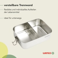 Nerezový obedár wenco s 2 priehradkami, 650 ml, 15x11,3x5 cm, strieborný, vodotesný — bez deliacej priečky (stav: pozri 2. obrázok) 7