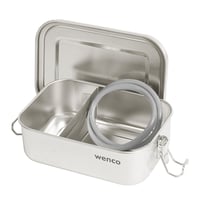 Nerezový obedár wenco s 2 priehradkami, 650 ml, 15x11,3x5 cm, strieborný, vodotesný — bez deliacej priečky (stav: pozri 2. obrázok) 2