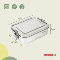 Nerezový obedár wenco s 2 priehradkami, 650 ml, 15x11,3x5 cm, strieborný, vodotesný — bez deliacej priečky (stav: pozri 2. obrázok) 5