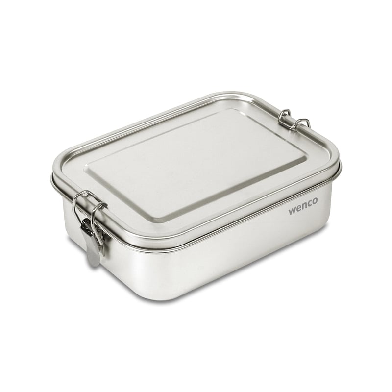 Casetă pentru prânz din oțel inoxidabil wenco 500 ml, recipient pentru alimente de dimensiuni mici 15,5x10,5x6,5 cm, etanșă, lavabilă în mașina de spălat vase, cu inel de silicon de rezervă, argintie