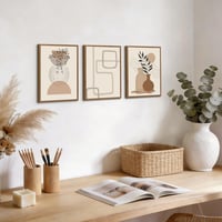 WENGTIAO Vintage uokvirena platna slika 3 kom, boho apstraktna geometrijska zidna slika, bež smeđi minimalistički umjetnički print, dekoracija za dnevni boravak i spavaću sobu, 30x40 cm 6