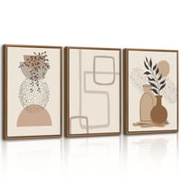 WENGTIAO Vintage uokvirena platna slika 3 kom, boho apstraktna geometrijska zidna slika, bež smeđi minimalistički umjetnički print, dekoracija za dnevni boravak i spavaću sobu, 30x40 cm 1