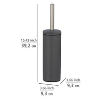 WENKO Alassio set četke za WC s držačem, zamjenjiva glava, Ø 8,5 cm, mat siva, crni čelik, 9,3 x 39,2 x 9,3 cm 3