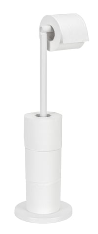 WENKO Suport pentru hârtie igienică cu stativ, pentru 4 role de rezervă, design minimalist, alb, 21x55x17 cm, oțel lăcuit, suport de baie de sine stătător 1