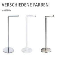 WENKO Suport pentru hârtie igienică cu stativ, pentru 4 role de rezervă, design minimalist, alb, 21x55x17 cm, oțel lăcuit, suport de baie de sine stătător 8