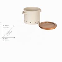 WENKO Aria metalna kutija za odlaganje s poklopcem od bagremovog drveta, 3,8 litara, prozračna, Ø 18 x 16,5 cm, bež 7