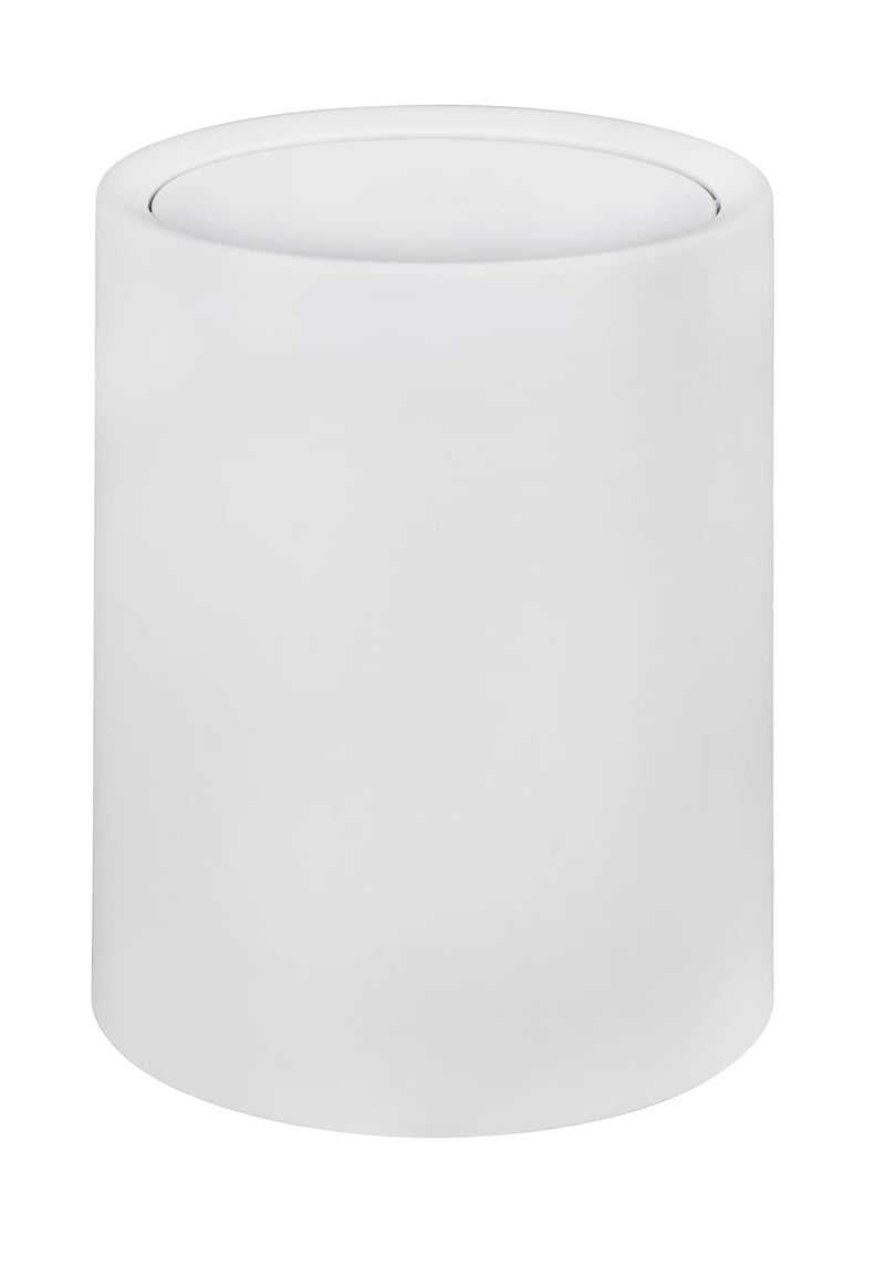 Coș de gunoi cu capac oscilant WENKO Atri, 6 litri, cu găleată interioară, coș cosmetic din plastic alb cu capac, Ø 21 x 25,5 cm