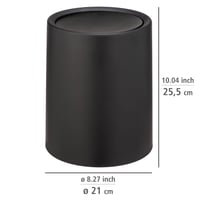 WENKO Atri kanta za smeće s poklopcem na ljuljanje, kozmetička kanta od 6 litara s unutarnjom posudom, crna plastika, Ø 21 x 25,5 cm 5