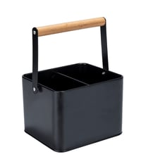 Kovový úložný košík WENKO Baco s pružnou drevenou rukoväťou, na prenášanie omáčok, čierny, do vonkajšej kuchyne 1