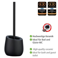 Set perie WC WENKO Badi cu suport ceramic, finisaj negru mat, perie din silicon, antiaderentă – 40x20x10 cm 3