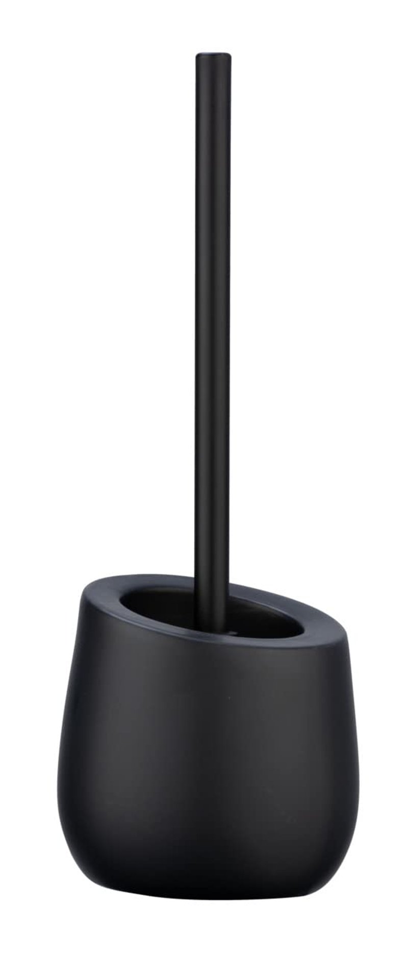 Set perie WC WENKO Badi cu suport ceramic, finisaj negru mat, perie din silicon, antiaderentă – 40x20x10 cm