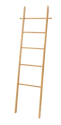 WENKO Bahari Suport pentru prosoape tip scară din bambus, 5 niveluri și 2 cârlige, design scandinav, accesoriu pentru baie, 170 cm, rezistent la umiditate 1