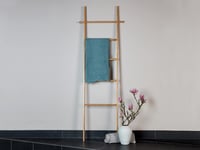 WENKO Bahari Suport pentru prosoape tip scară din bambus, 5 niveluri și 2 cârlige, design scandinav, accesoriu pentru baie, 170 cm, rezistent la umiditate 7