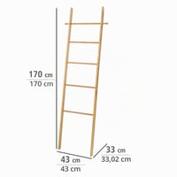 WENKO Bahari Suport pentru prosoape tip scară din bambus, 5 niveluri și 2 cârlige, design scandinav, accesoriu pentru baie, 170 cm, rezistent la umiditate 3