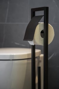 WENKO bambusz WC-kefe tartó szett papírrolni tartóval matt fekete 8