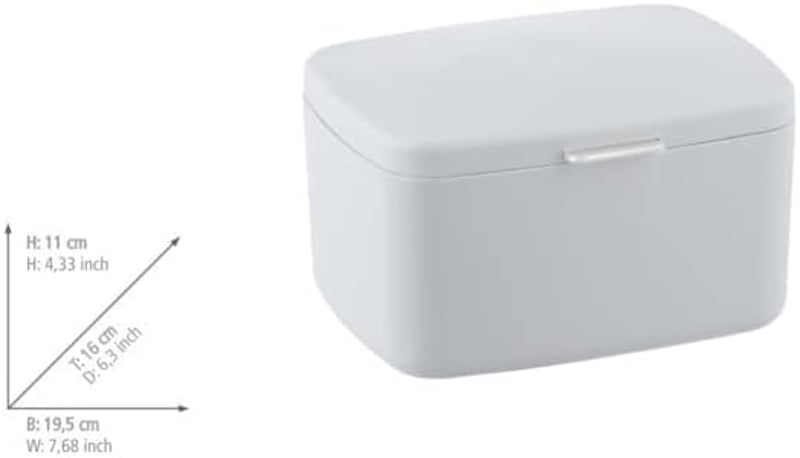 Wenko Barcelona fürdőszobai tárolódoboz fedéllel antracit 19,5x11x16cm - White