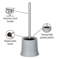 Suport perie WC Wenko Basic, polipropilenă, gri, 14 x 38 x 14 cm, suport pentru perie de toaletă pentru baie 3