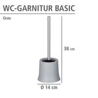 Suport perie WC Wenko Basic, polipropilenă, gri, 14 x 38 x 14 cm, suport pentru perie de toaletă pentru baie 8