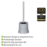 Suport perie WC Wenko Basic, polipropilenă, gri, 14 x 38 x 14 cm, suport pentru perie de toaletă pentru baie 6