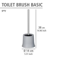 Suport perie WC Wenko Basic, polipropilenă, gri, 14 x 38 x 14 cm, suport pentru perie de toaletă pentru baie 7