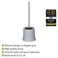 Suport perie WC Wenko Basic, polipropilenă, gri, 14 x 38 x 14 cm, suport pentru perie de toaletă pentru baie 5