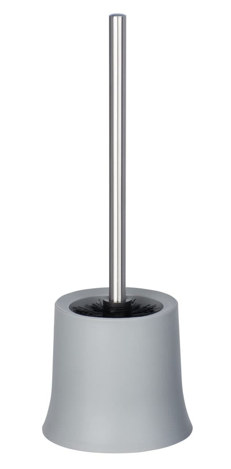 Suport perie WC Wenko Basic, polipropilenă, gri, 14 x 38 x 14 cm, suport pentru perie de toaletă pentru baie