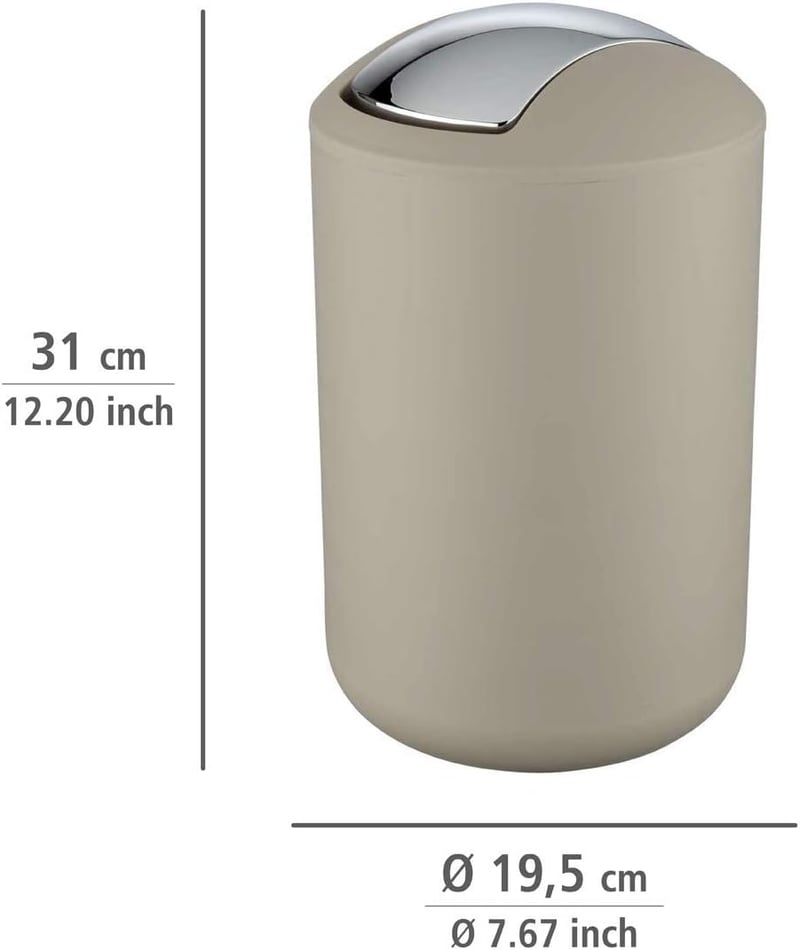 WENKO Brasil Taupe L Lengő Tetejű Szemetes 6,5L Kozmetikai Tárolóedény