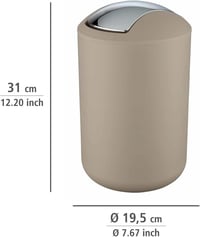 WENKO Brasil Taupe L Lengő Tetejű Szemetes 6,5L Kozmetikai Tárolóedény 3