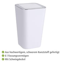 Coș de gunoi cosmetic WENKO Candy 6 litri, coș de baie cu capac batant, plastic fără BPA, 17,5x28x17,5 cm, alb 2