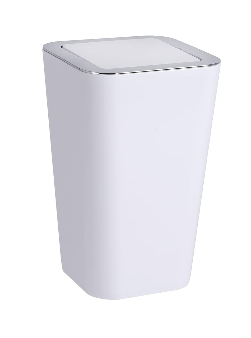 Coș de gunoi cosmetic WENKO Candy 6 litri, coș de baie cu capac batant, plastic fără BPA, 17,5x28x17,5 cm, alb