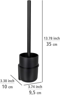 WENKO Carpino WC kefe tartó fali rögzítés fúrás nélkül fekete fém - Black 5