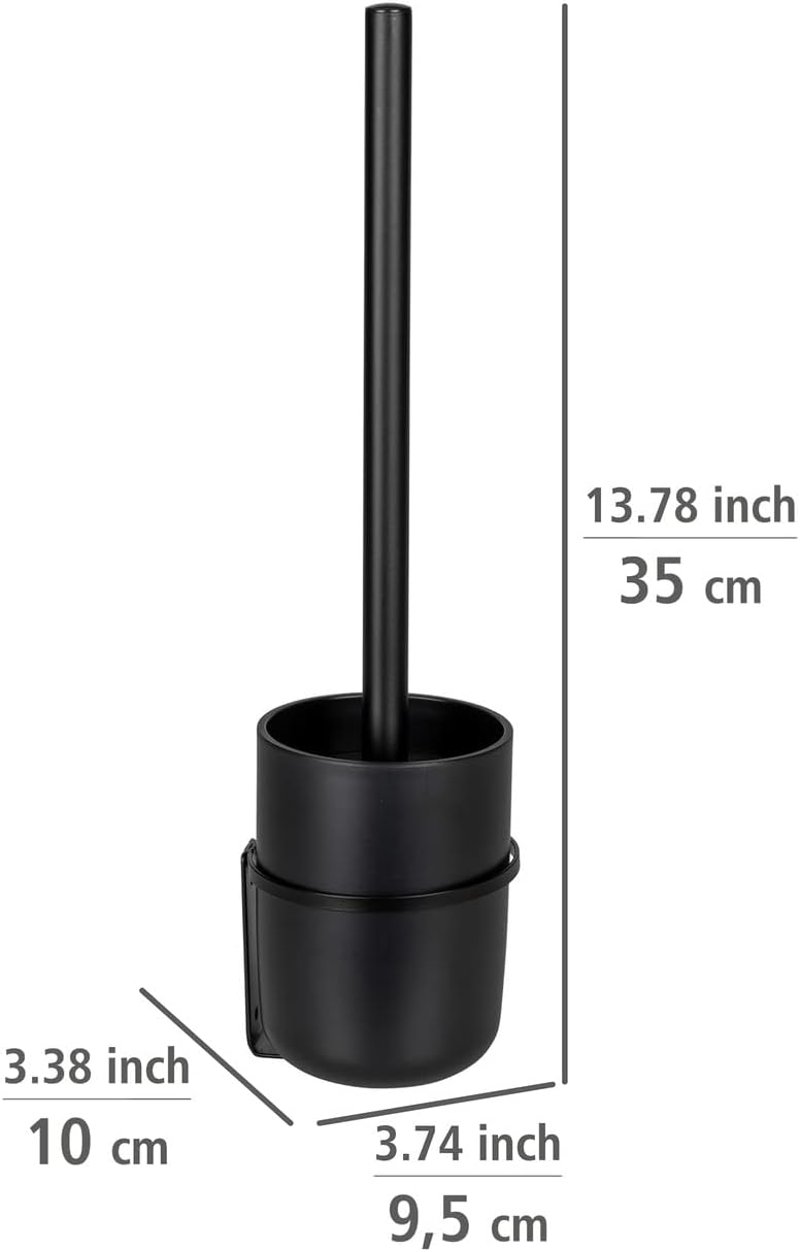 WENKO Carpino WC kefe tartó fali rögzítés fúrás nélkül fekete fém - Black