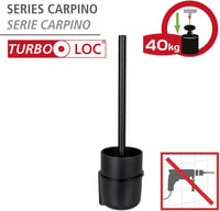 WENKO Carpino WC kefe tartó fali rögzítés fúrás nélkül fekete fém - Black 2