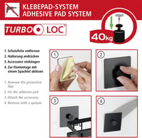 WENKO Carpino WC kefe tartó fali rögzítés fúrás nélkül fekete fém - Black 7