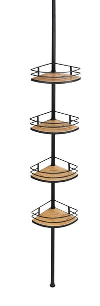 Raft de duș telescopic WENKO Dolcedo din bambus cu 4 etajere, raft reglabil pe înălțime, oțel inoxidabil/bambus, 31 x 65-275 x 20 cm 9