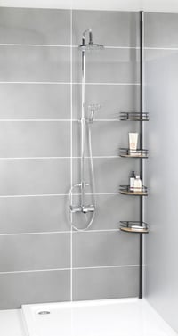 Raft de duș telescopic WENKO Dolcedo din bambus cu 4 etajere, raft reglabil pe înălțime, oțel inoxidabil/bambus, 31 x 65-275 x 20 cm 6